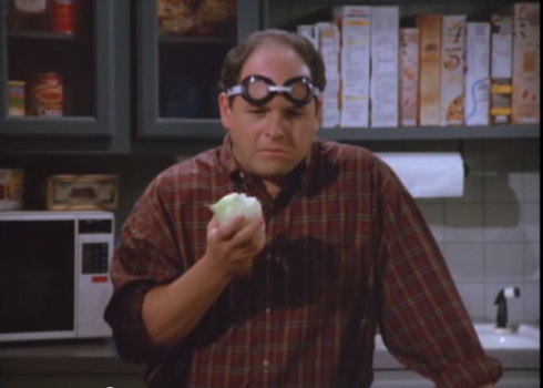 Seinfeld. George eats an onion